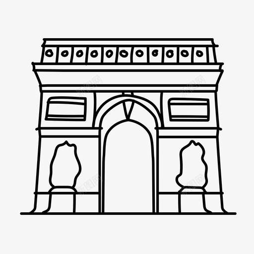 凯旋门建筑法国图标svg_新图网 https://ixintu.com 世界 凯旋门 地标 巴黎 建筑 法国