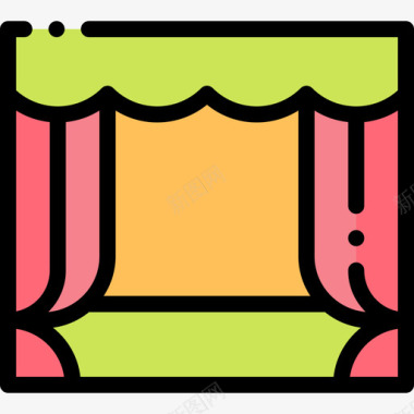舞台马戏团56线性颜色图标图标