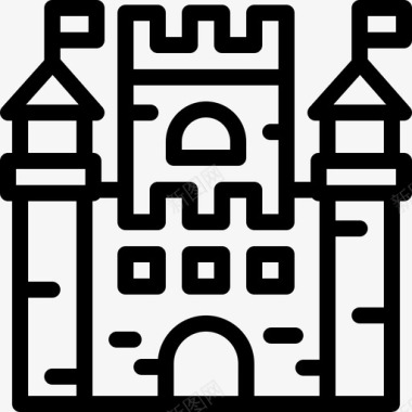 城堡房屋类型22线性图标图标