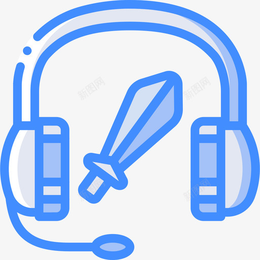 耳机电脑游戏5蓝色图标svg_新图网 https://ixintu.com 电脑游戏 耳机 蓝色