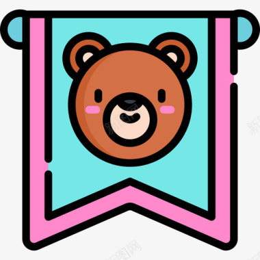 熊奖励和徽章4线颜色图标图标