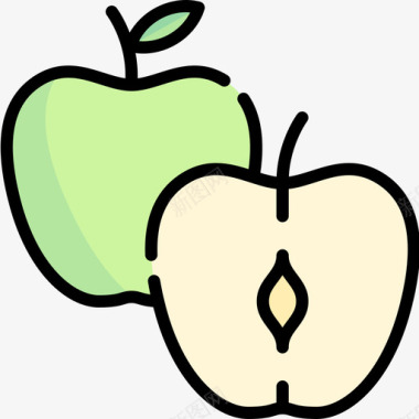 苹果水果和蔬菜14线形颜色图标图标