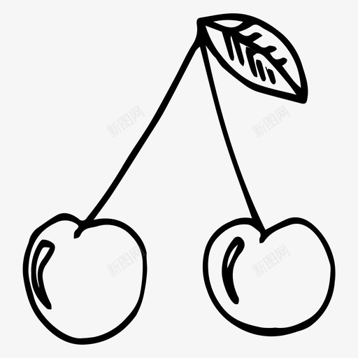 樱桃浆果食物图标svg_新图网 https://ixintu.com 樱桃 水果 浆果 素描 食物