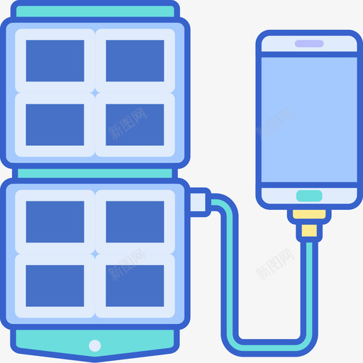 太阳能电池板露营125线性颜色图标svg_新图网 https://ixintu.com 太阳能 电池板 线性 露营 颜色