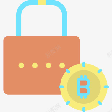 锁比特币加密货币2扁平图标图标