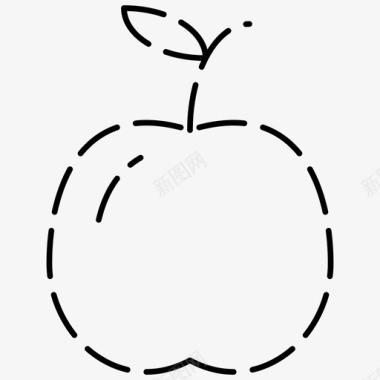 苹果水果食物2个虚线图标图标