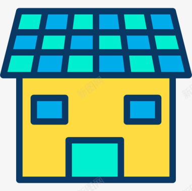 太阳能电池板能量26线性颜色图标图标