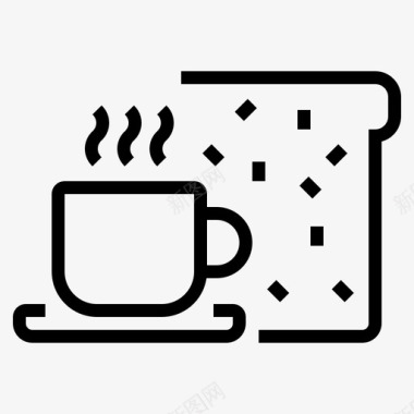 热咖啡和面包业务杯子图标图标