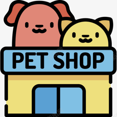 宠物店宠物店58线性颜色图标图标