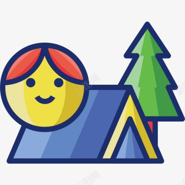 露营露营127线性颜色图标图标