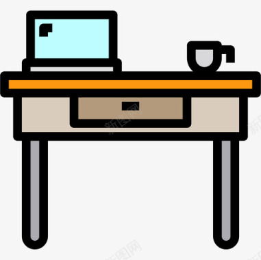 书桌家具129线性颜色图标图标
