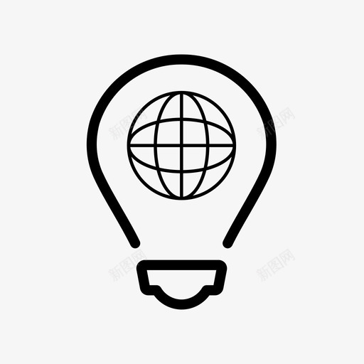 地球仪浏览器灯泡图标svg_新图网 https://ixintu.com 互联网 创意 创新 地球仪 浏览器 灯泡