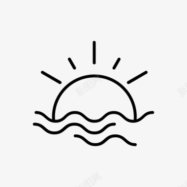 大海地平线太阳图标图标