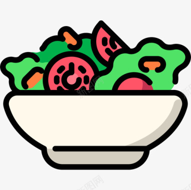 沙拉纯素食品4原色图标图标