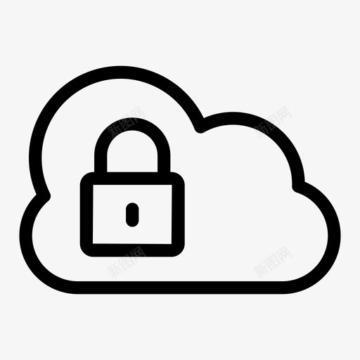 锁云私有图标svg_新图网 https://ixintu.com 云 安全 服务器 私有 锁
