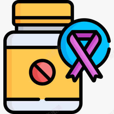 医学世界癌症意识日10线性颜色图标图标