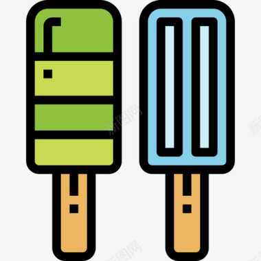 冰淇淋夏季60线性颜色图标图标