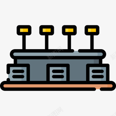 澳大利亚体育场8线性颜色图标图标