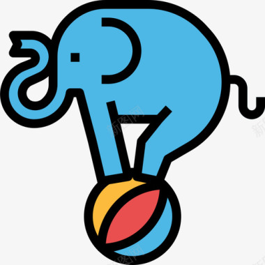 大象游乐园32线性颜色图标图标