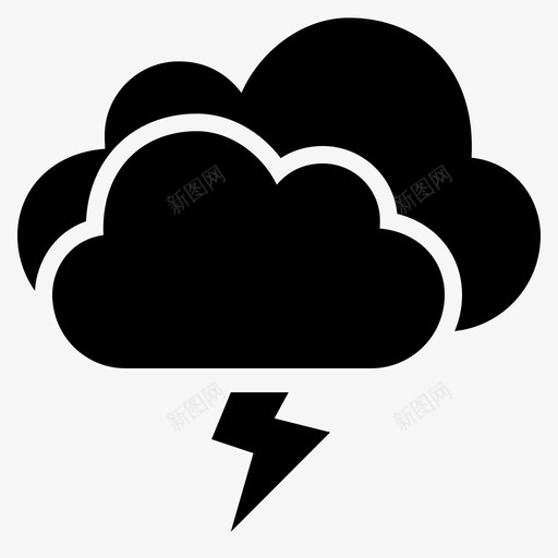 旋风多云闪电图标svg_新图网 https://ixintu.com 多云 天气 旋风 气和 闪电 雕文 雷电