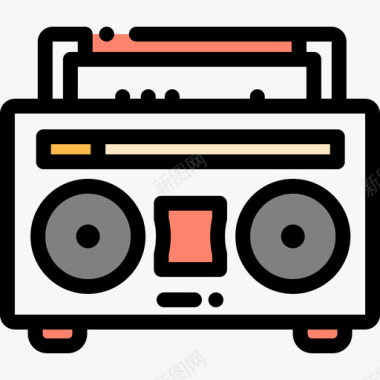 复古收音机家装19线性颜色图标图标