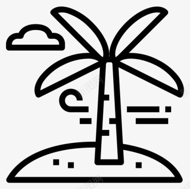 棕榈树夏季58线形图标图标