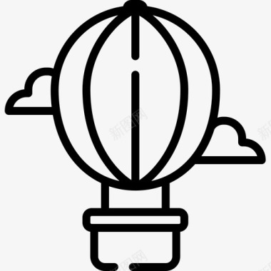 热气球露营123直线型图标图标
