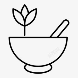 药房碗砂浆碗草药图标高清图片