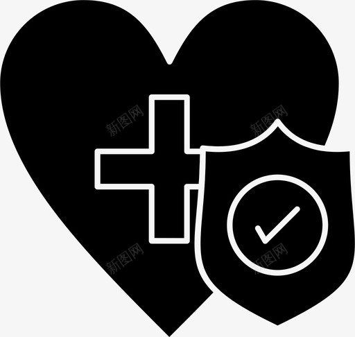医疗心脏加图标svg_新图网 https://ixintu.com 加 医疗 医疗保健固体 心脏 盾