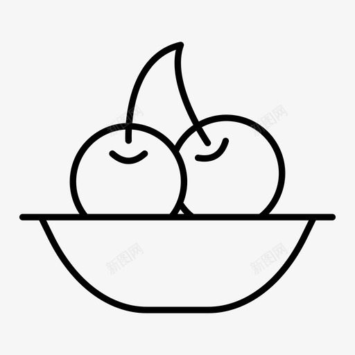 樱桃食物水果图标svg_新图网 https://ixintu.com 图标 樱桃 水果 盘子 线图 蔬菜 食物