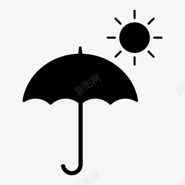 带太阳的伞热的防护的图标图标