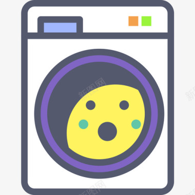 洗衣机家用19线性颜色图标图标