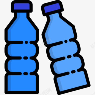 塑料瓶污染13线性颜色图标图标