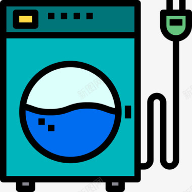 洗衣机家用电器4线性颜色图标图标