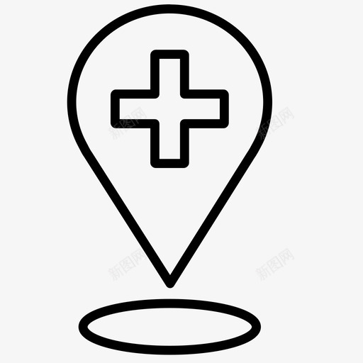 医院标识位置地图图标svg_新图网 https://ixintu.com 位置 医院 地图 导航 标识