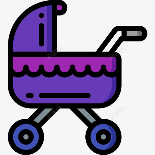 婴儿车养育儿童5线性颜色图标svg_新图网 https://ixintu.com 养育儿童5 婴儿车 线性颜色