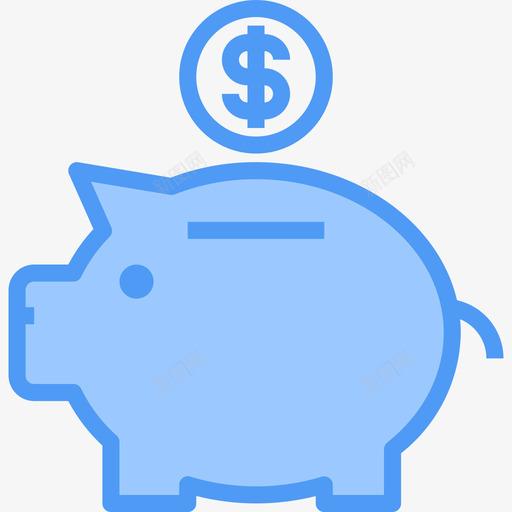小猪银行金融货币5蓝色图标svg_新图网 https://ixintu.com 小猪 蓝色 货币 金融 银行