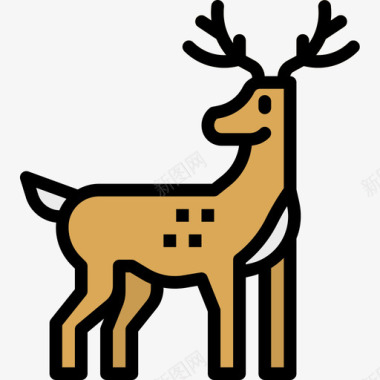 驯鹿圣诞195线性颜色图标图标