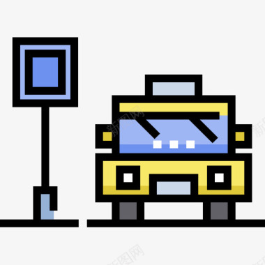 出租车公共服务7线性颜色图标图标