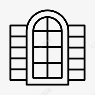 百叶窗拱形窗装饰图标图标