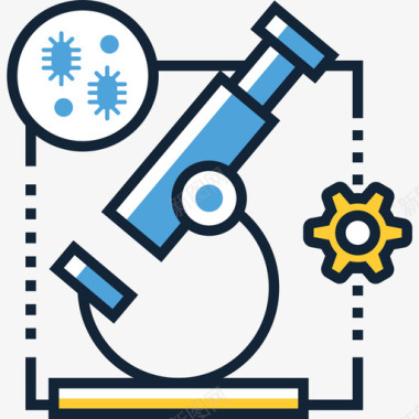 显微镜科学103线性颜色图标图标