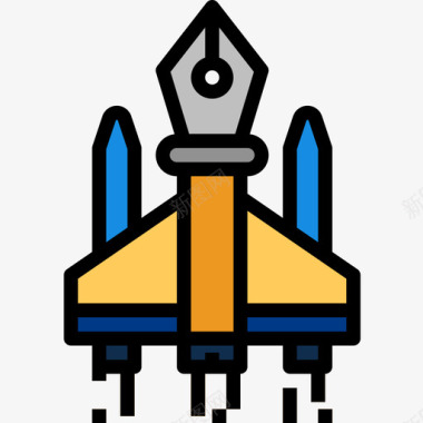 火箭平面68线性颜色图标图标