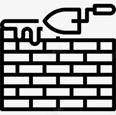 砖墙建筑128线性图标图标