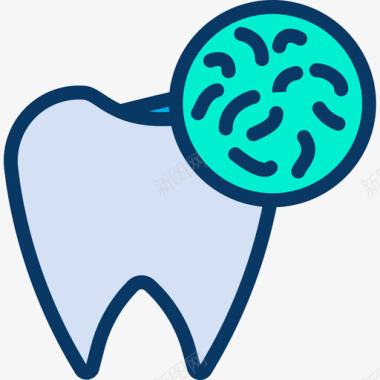 细菌牙齿17线状颜色图标图标