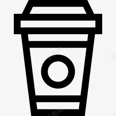 咖啡杯购物中心16直线型图标图标