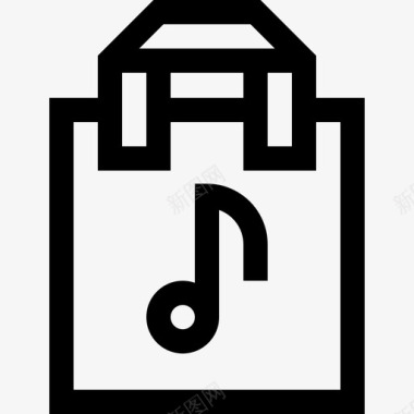 购物袋音乐商店19线性图标图标
