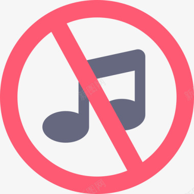 没有音乐信号禁止6平坦图标图标