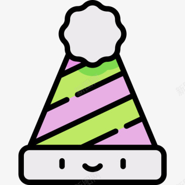 派对帽幸福8线性颜色图标图标