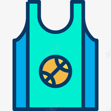 篮球运动衫运动和游戏7线性颜色图标图标