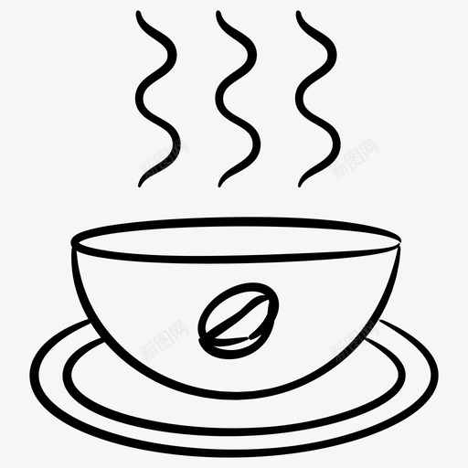 热咖啡咖啡店手绘图标svg_新图网 https://ixintu.com 咖啡 咖啡店 图标 手绘
